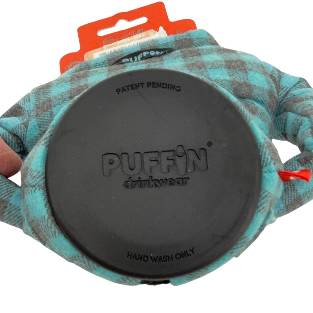 Puffin Drinkwear Flannel Plaid Shirt Can Cooler Cozy Fits 12oz 16oz Cans NWT - Picture 11 of 14